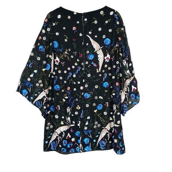 Alice + Olivia Eleonora Dress M Silk Embroidered Floral Bird Flare Sleeve Fairy - Picture 4 of 16